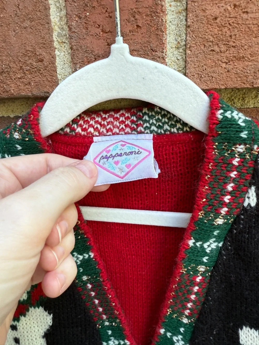 Vintage Pepperoni 90s Knit Christmas Sweater Vest Size 6 Kids Child